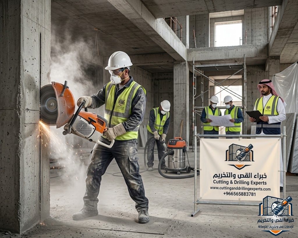 قص فتحات أبواب ونوافذ مكة المكرمة باستخدام أحدث تقنيات القص الماسي لفتح الجدران الخرسانية بدقة عالية بدون تكسير عشوائي